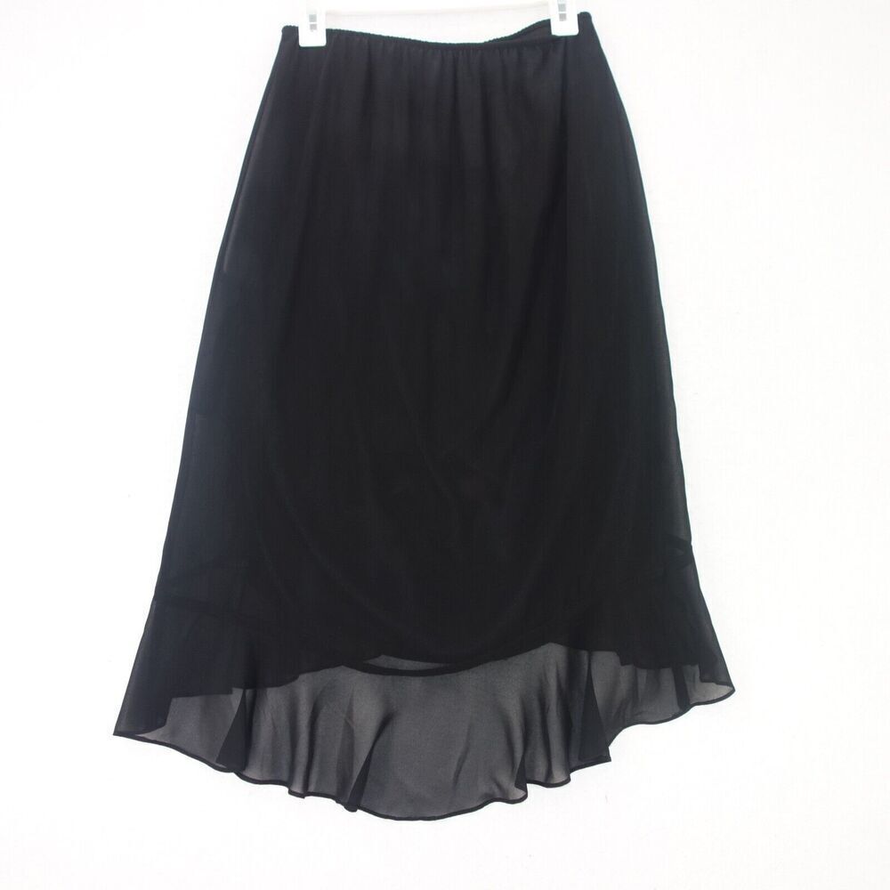 Alex Evenings Women's Medium Vintage y2kRuffle Black Hi Low Skirt Elastic Waist - Picture 4 of 4